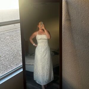 Apricot midi lace up dress